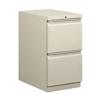 HON 33823RQ Efficiencies Light Gray Two-Drawer Mobile Pedestal Filing Cabinet - 15" x 22 7/8" x 28"