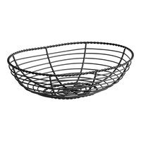 Clipper Mill by GET WB-702 10" x 7" Black Powder Coated Iron Oval Braided Wire Basket