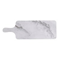 Thunder Group SB612W 12 1/2" x 5 1/2" White Shadow Faux Marble Melamine Serving Board with Handle