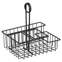 Clipper Mill by GET 4-31696 8" x 6 1/2" Black Teflon® Coated Iron 4-Compartment Condiment Caddy