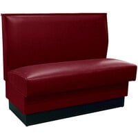 American Tables & Seating 46" Long Sangria Plain Single Back Fully Upholstered Booth - 42" High