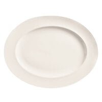 Libbey BW-1122 Basics 13 1/4" x 10 1/4" Bright White Oval Medium Rim Porcelain Platter - 12/Case
