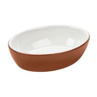 Tuxton B3K-160 16 oz. Autumn / Eggshell Oval China Baker Dish / Bowl - 12/Case