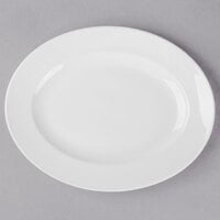 Libbey BW-1120 Basics 11 1/8" x 8 3/4" Bright White Oval Medium Rim Porcelain Platter - 12/Case