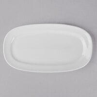 Libbey BW-1126 Basics 12" x 6 5/8" Bright White Oval Porcelain Racetrack Platter - 12/Case