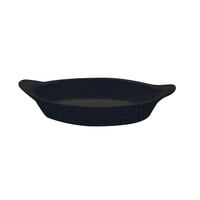 Tablecraft CW1730MBS 24 oz. Midnight / Blue Speckled Cast Aluminum Oval Server with Shell Handles