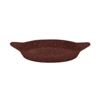 Tablecraft CW1725MRS 16 oz. Maroon Speckled Cast Aluminum Oval Server with Shell Handles
