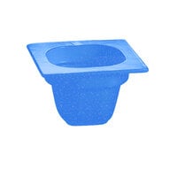 Tablecraft CW360BS 6 1/8" x 6 3/8" x 4" Blue Speckle 1/6 Size Deep Cast Aluminum Food Pan