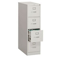 HON 310 Series 15" x 26 1/2" x 52" Light Gray Four-Drawer Letter Filing Cabinet