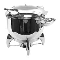 Tablecraft CW40178 11 Qt. Round Stainless Steel Quick View Induction / Traditional Soup Chafer with Stand