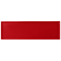 Tablecraft CW2113R 21" x 6 1/2" x 3/8" Red Cast Aluminum Half Long Rectangular Cooling Platter