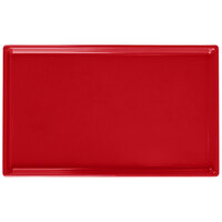 Tablecraft CW2115R 10 1/2" x 6 1/2" x 3/8" Red Cast Aluminum Fourth Size Rectangular Cooling Platter