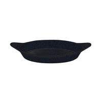 Tablecraft CW1725MBS 16 oz. Midnight / Blue Speckled Cast Aluminum Oval Server with Shell Handles