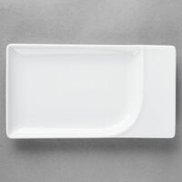 Schonwald 9132111 Fine Dining 7 3/4" x 4 1/4" Rectangular Continental White Contoured Porcelain Platter - 12/Case