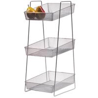 Clipper Mill by GET WB-3TIER POP 13" x 10" Silver Chrome Plated Iron Mesh 3-Tier Wire Basket Stand