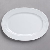 Schonwald 9182033 Donna 13 1/4" x 10 5/8" Oval Continental White Porcelain Platter - 6/Case