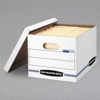 Fellowes 00703 Banker's Box 12 1/2" x 16 1/4" x 10 1/2" White Letter/Legal Sized File Storage Box with Lift-Off Lid - 12/Case