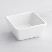 Acopa 4 oz. Square Bright White Porcelain Sauce Cup - 12/Pack