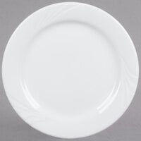 Tuxton YPA-102 Sonoma 10 1/4" Bright White Embossed Rim China Plate - 12/Case