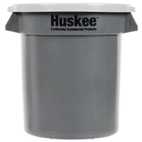 Continental Huskee 10 Gallon Gray Round Trash Can with Gray Lid