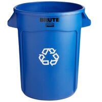 Rubbermaid FG263273BLUE BRUTE 32 Gallon Blue Round Recycling Can
