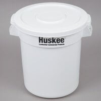Continental Huskee 10 Gallon White Round Trash Can with White Lid