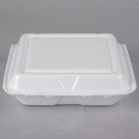 Dart 80HT1R 8" x 7 1/2" x 2" White Foam Square Take Out Container with Hinged Lid - 200/Case