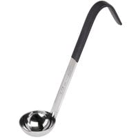 Vollrath 4980020 Jacob's Pride 0.5 oz. One-Piece Stainless Steel Ladle with Short Black Kool-Touch® Handle