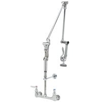 T&S B-0134 Wall Mounted 33 1/2" High Pre-Rinse Faucet with Adjustable 8" Centers and Roto-Flex Support