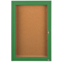 Aarco Enclosed Hinged Locking 1 Door Powder Coated Green Finish Indoor Bulletin Board Cabinet