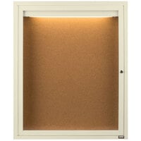Aarco Enclosed Hinged Locking 1 Door Powder Coated Ivory Finish Indoor Lighted Bulletin Board Cabinet