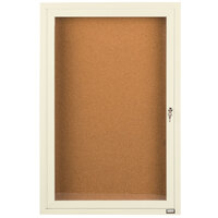 Aarco Enclosed Hinged Locking 1 Door Powder Coated Ivory Finish Indoor Bulletin Board Cabinet