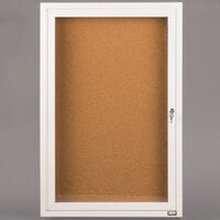 Aarco Enclosed Hinged Locking 1 Door Powder Coated White Finish Indoor Bulletin Board Cabinet