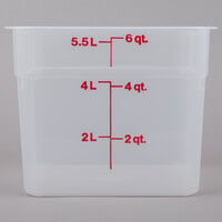 Cambro CamSquares® 6 Qt. Translucent Square Polypropylene Food Storage Container