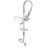 T&S MPZ-2DLN-06 EasyInstall Deck Mounted 24 3/4" High Mini Pre-Rinse Faucet with Flex Inlets, 24" Hose, 6" Add-On Faucet, and 6" Wall Bracket