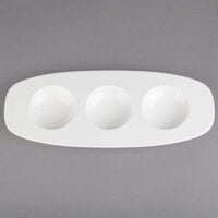 Villeroy & Boch 16-4004-2778 Affinity 11 3/4" x 4 3/4" White Porcelain Oval Plate with Compartments - 6/Case