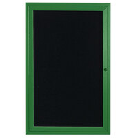 Aarco Enclosed Hinged Locking 1 Door Powder Coated Green Aluminum Indoor Message Center with Black Letter Board