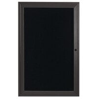 Aarco Enclosed Hinged Locking 1 Door Bronze Anodized Aluminum Indoor Message Center with Black Letter Board