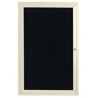 Aarco Enclosed Hinged Locking 1 Door Powder Coated Ivory Aluminum Indoor Message Center with Black Letter Board
