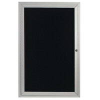 Aarco Enclosed Hinged Locking 1 Door Satin Anodized Finish Aluminum Indoor Message Center with Black Letter Board