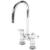 Equip by T&S 5F-4DLS05 Deck Mounted Faucet with 5 9/16" Gooseneck Spout, 4" Centers, Laminar Flow Device, and Lever Handles
