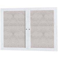Aarco Enclosed Hinged Locking 2 Door Powder Coated White Outdoor Bulletin Board Cabinet