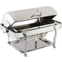 Bon Chef 17040CH Elite Rectangle 8 Qt. Dripless Stainless Steel with Chrome Accents Roll Top Chafer with Renaissance Legs