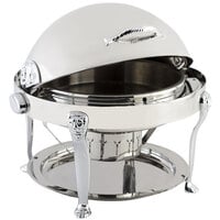 Bon Chef 18000CH Elite Round 8 Qt. Dripless Round Stainless Steel with Chrome Accents Roll Top Chafer with Lion Legs