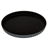 Matfer Bourgeat 332227 Exopan Steel 11" x 1" Fluted Non-Stick Tart / Quiche Pan with Removable Bottom