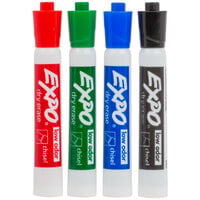 Expo 80074 Assorted 4-Color Low-Odor Chisel Tip Dry Erase Marker - 4/Set