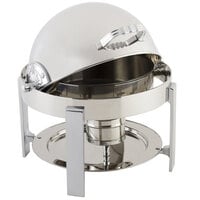 Bon Chef 20014CH Petite 3 Qt. Dripless Round Stainless Steel with Chrome Accents Roll Top Chafer with Contemporary Legs