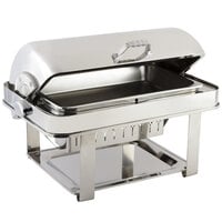 Bon Chef 12004CH Elite Rectangle 8 Qt. Dripless Stainless Steel with Chrome Accents Roll Top Chafer