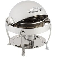 Bon Chef 12014CH Petite 3 Qt. Dripless Round Stainless Steel with Chrome Accents Roll Top Chafer with Aurora Legs