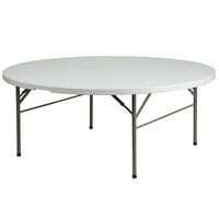 Flash Furniture DAD-183RZ-GG 72" Round Granite White Bi-Fold Plastic Folding Table